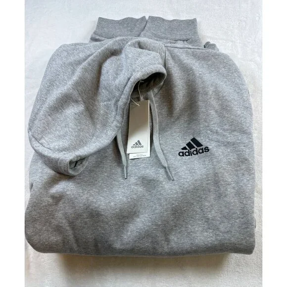 NWT Adidas Grey Heather Feel Cozy Pullover Fleece Hoodie Sz 2XLT Kangaroo Pocket - Picture 10 of 10